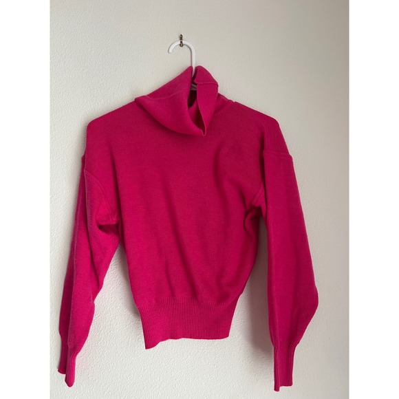 Obermeyer‎ Sport Turtleneck Sweater Hot Pink Ribbed Knit Juniors Size 14 - Picture 1 of 3